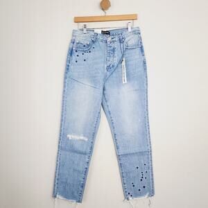 Neon Blonde Siren Starstruck Straight Leg Jeans NWT High Rise Embroidered 29